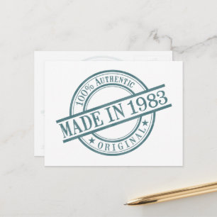 Hergestellt 1983 Geburtsjahr Runde Gummistempel Lo Postkarte