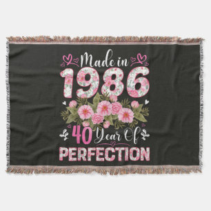 Hergestellt 1986 Floral 40. Geburtstag Frauen Flor Decke