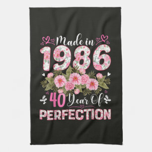 Hergestellt 1986 Floral 40. Geburtstag Frauen Flor Geschirrtuch
