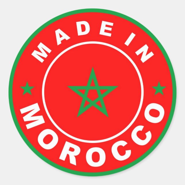 hergestellt aus dem Marokko-Länderlabel rund Runder Aufkleber (Vorderseite)