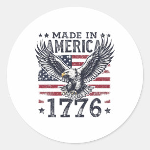Hergestellt in Amerika 1776 Adler USA Patriotisch Runder Aufkleber