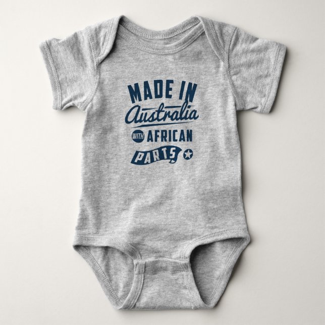 hergestellt in Australien mit afrikanischen Teilen Baby Strampler (Vorderseite)