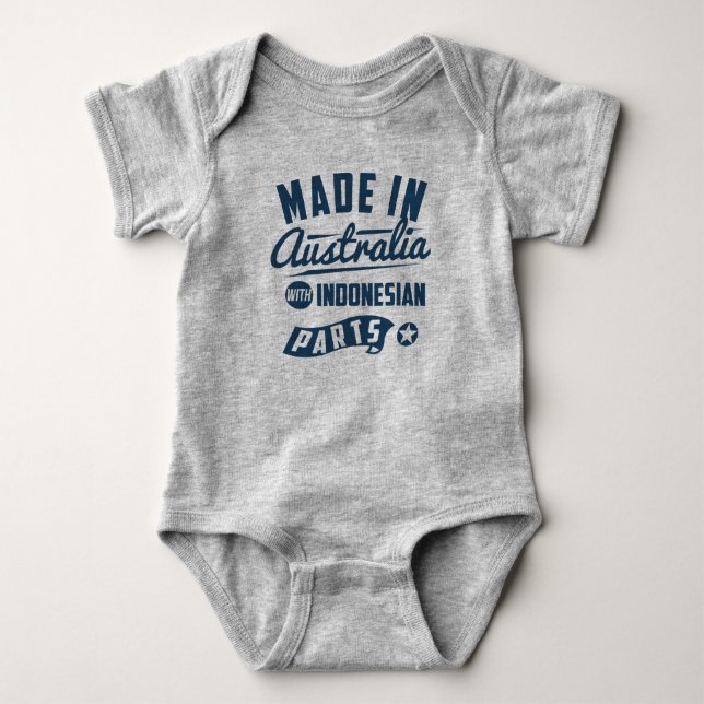 hergestellt in Australien mit indonesischen Teilen Baby Strampler (Vorderseite)
