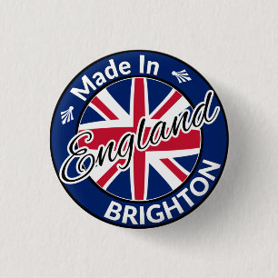 Hergestellt in Brighton England Union Jack Flag Button