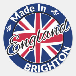 Hergestellt in Brighton England Union Jack Flag Runder Aufkleber
