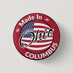 Hergestellt in Columbus Ohio United Staaten Flag Button