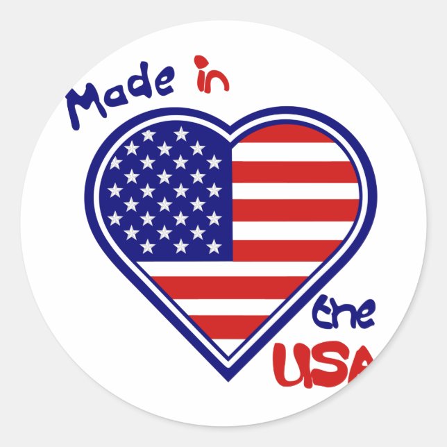 Hergestellt in den USA Heart Flag Sticker (Vorderseite)