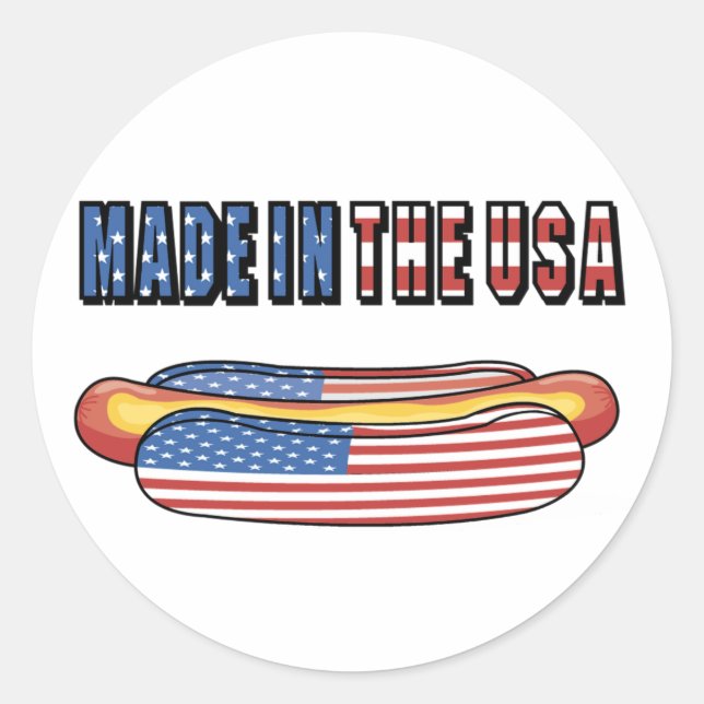 Hergestellt in den USA Hotdog Aufkleber (Vorderseite)