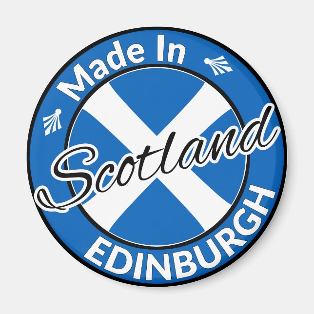 Hergestellt in Edinburgh Scotland Saltire Flag Magnet (Vorne)