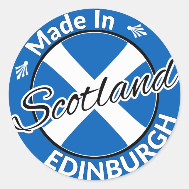 Hergestellt in Edinburgh Scotland Saltire Flag Runder Aufkleber (Vorderseite)