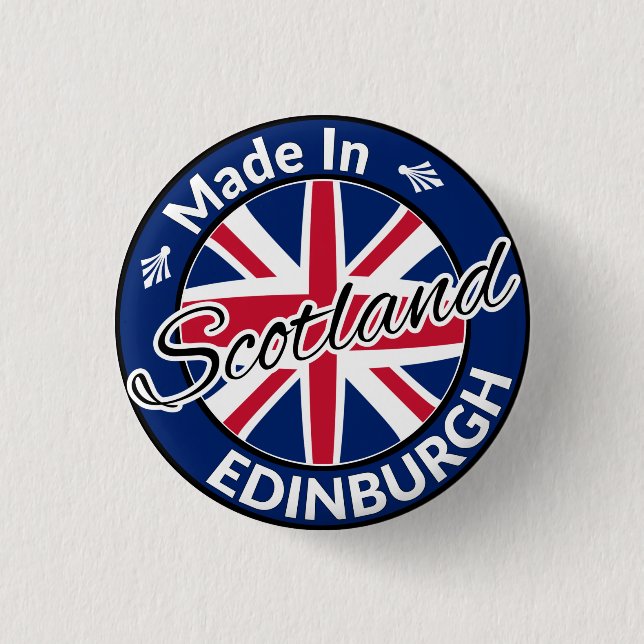 Hergestellt in Edinburgh Scotland Union Jack Flag Button (Vorderseite)