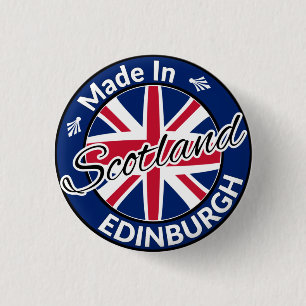 Hergestellt in Edinburgh Scotland Union Jack Flag Button