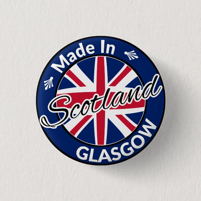 Hergestellt in Glasgow Scotland Union Jack Flag Button (Vorderseite)