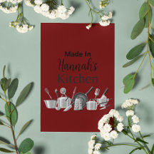 Hergestellt in [Ihr Name] Kochekarte Rezeptkarte F