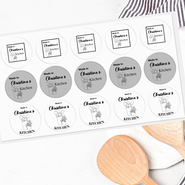 Hergestellt in [Ihr Name] Küche Holzlöffel Etiketten (Von Creator hochgeladen)