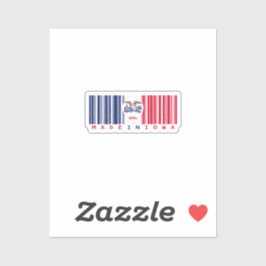 Hergestellt in Iowa Barcode Flag Sticker - Staatss