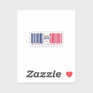 Hergestellt in Iowa Barcode Flag Sticker - Staatss