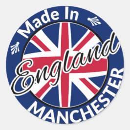 Hergestellt in Manchester England Union Jack Flag Runder Aufkleber
