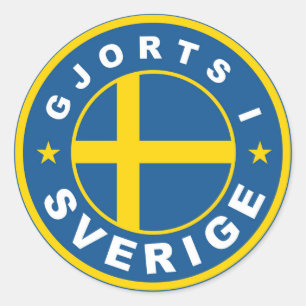 hergestellt in Schweden Flaggen Gjorts sverige Runder Aufkleber