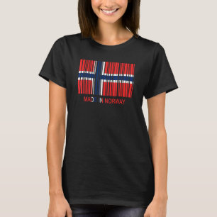 Hergestellt in Strichcode für die norwegische Flag T-Shirt