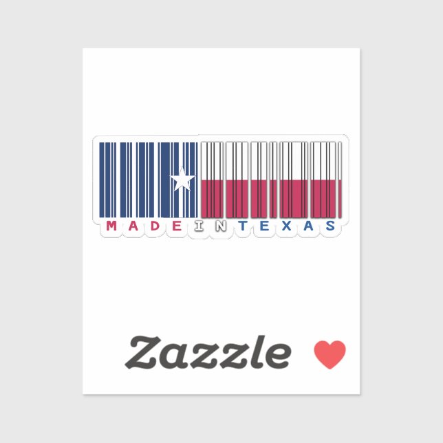 Hergestellt in Texas Barcode Flag Staatsstolz Aufkleber (Blatt)