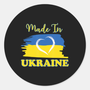 Hergestellt in Ukraine ukrainische Fahne Herz Runder Aufkleber