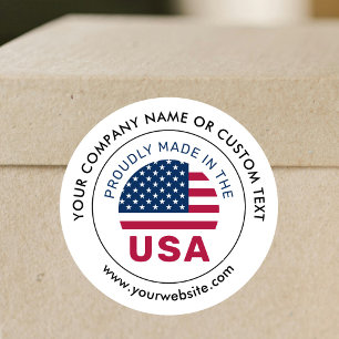 Hergestellt in USA Patriotic Business White Label Runder Aufkleber