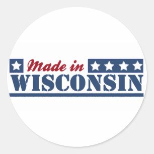 hergestellt in Wisconsin Runder Aufkleber