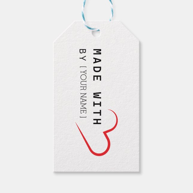 Hergestellt mit Herz von [Ihr Name] - Custom Gift  Geschenkanhänger (Vorderseite)