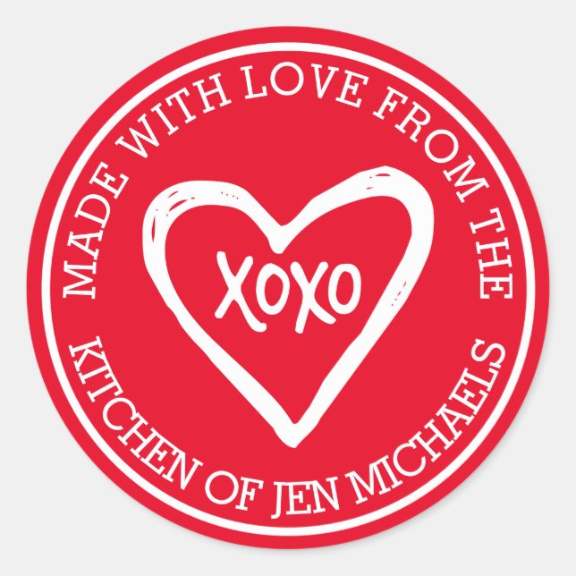 hergestellt mit Liebe aus Runder Aufkleber (Vorderseite)