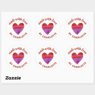 Hergestellt mit Liebe Heart Classic Round Aufklebe Runder Aufkleber