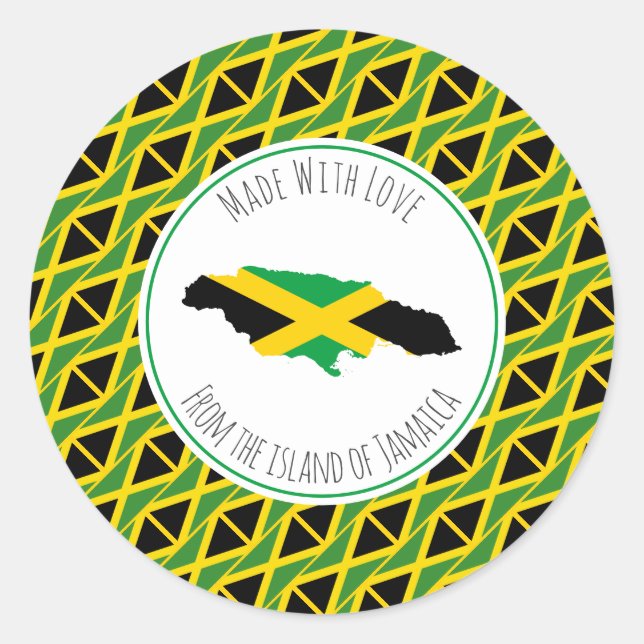 hergestellt mit Liebe von JAMAICA FLAG Runder Aufkleber (Vorderseite)