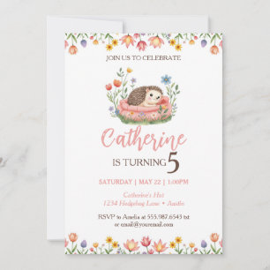 Hérisson Anniversaire Cute Animal Invitation