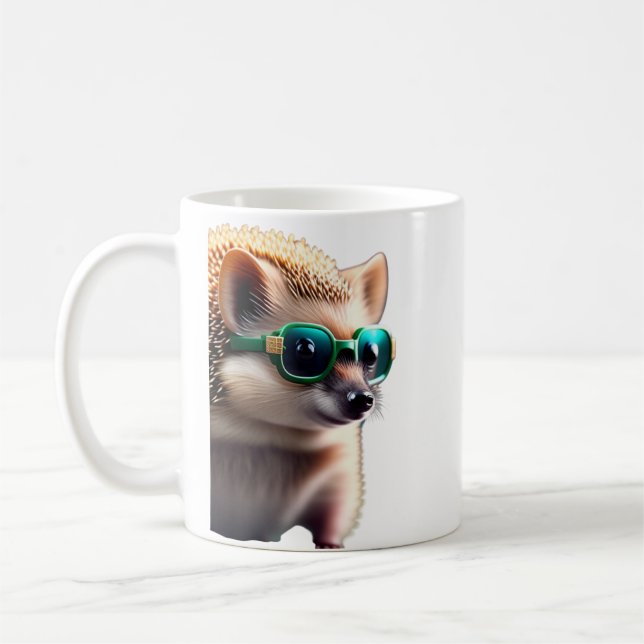 hérisson avec lunettes de soleil tasse de café (Gauche)