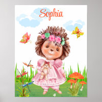 Hérisson Dans Un Jardin Avec Un Nom Poster