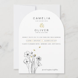 Heritage Bee Modern Botanical Wedding Einladung