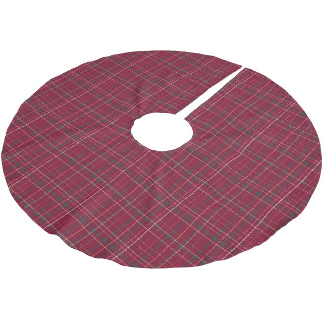 HERITAGE | Burgundy Tartan Holiday Polyester Weihnachtsbaumdecke (Schrägansicht)