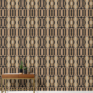 Heritage Chain Stripe Nr. 3 (Schwarz + Sand) Luxus Tapete