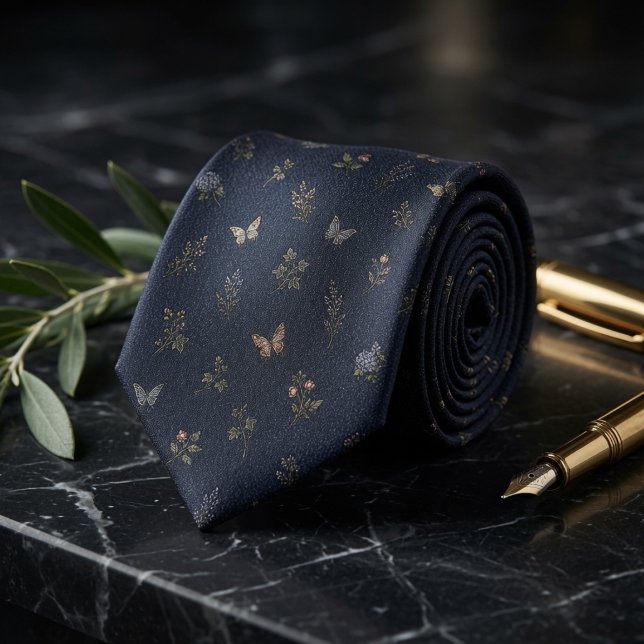 Heritage Garden Butterfly Navy Krawatte (Von Creator hochgeladen)