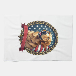 Heritage Golden Retriever Patriotisches Vintage T- Geschirrtuch