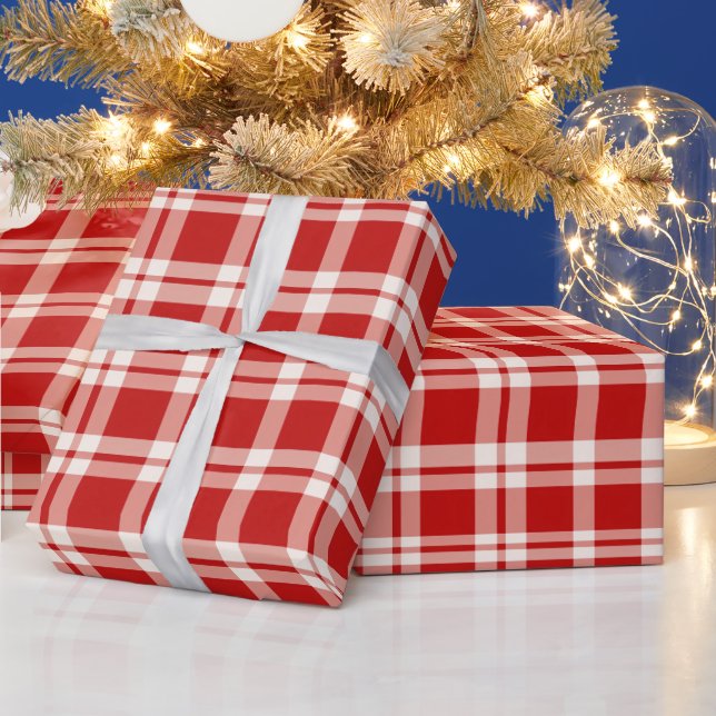Heritage Luxe Rot Karo Feiertag Geschenkpapier (Feiertage)