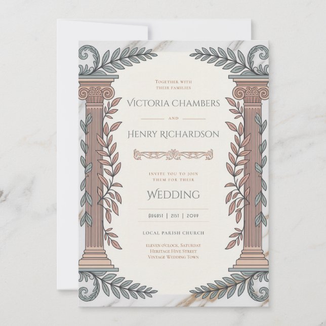 Heritage | Neoclassical Greco-Roman Wedding Einladung (Vorderseite)