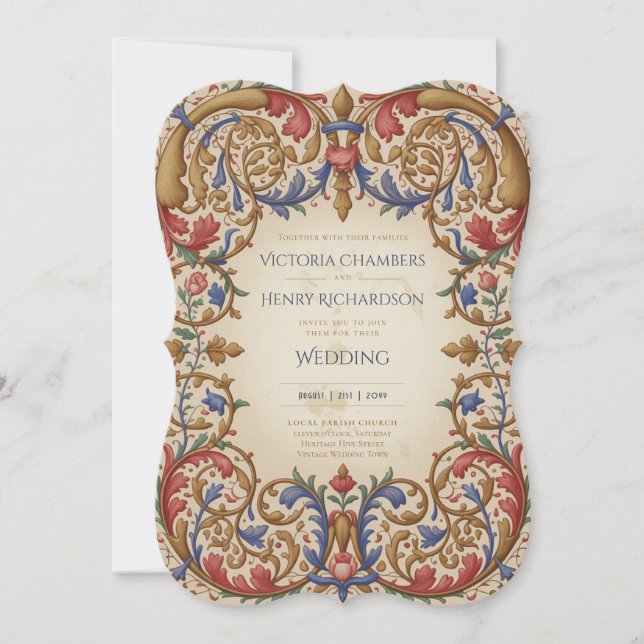 Heritage | Renaissance Baroque Ornate Wedding Einladung (Vorderseite)