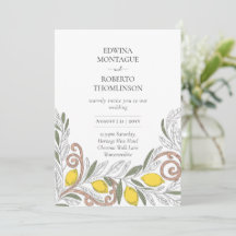 Heritage Zitronen-Linienkunst Mediterrane Hochzeit
