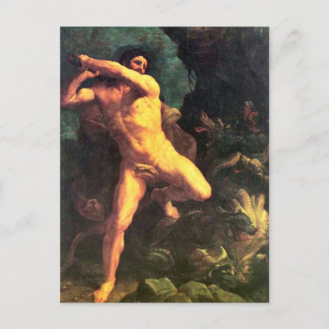Herkules vs Hydra von Gudio Reni Postkarte (Vorderseite)