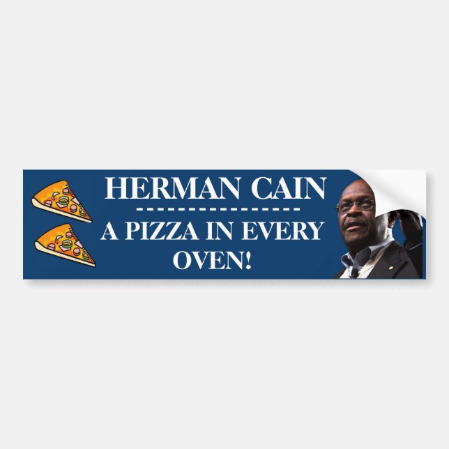 Herman Kain: Eine Pizza in jedem Ofen-Blauen Autoaufkleber (Vorne)