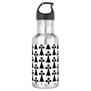 Hermelin-Muster, mittelalterliches Muster, Schwarz Edelstahlflasche