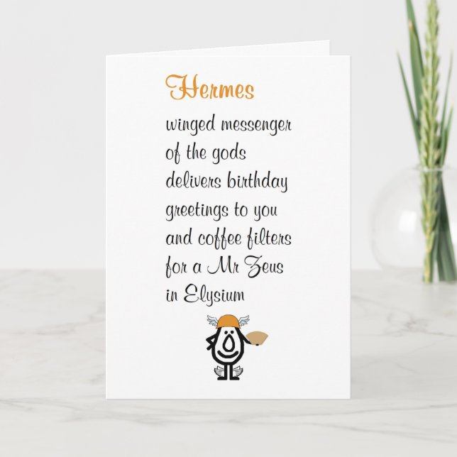 Hermes A Funny Happy Birthday Gedicht Karte (Vorderseite)