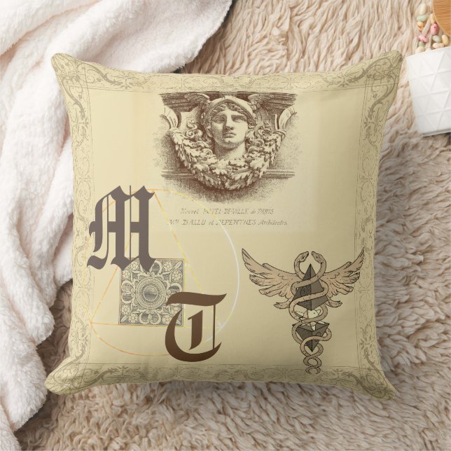 Hermes antike barocke elegante Monogramm Kissen (Decke)