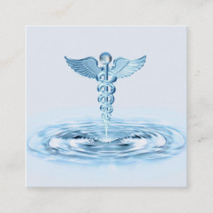 Hermes Rod Caduceus Blue Water Ripples Medical Quadratische Visitenkarte